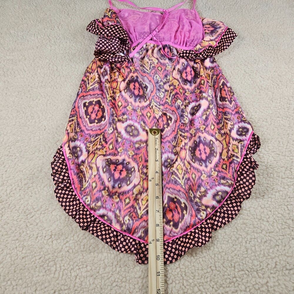 Victoria's Secret Camisole Top S Pink Purple Ikat Print Ruffle Trim Fairycore - Picture 7 of 8